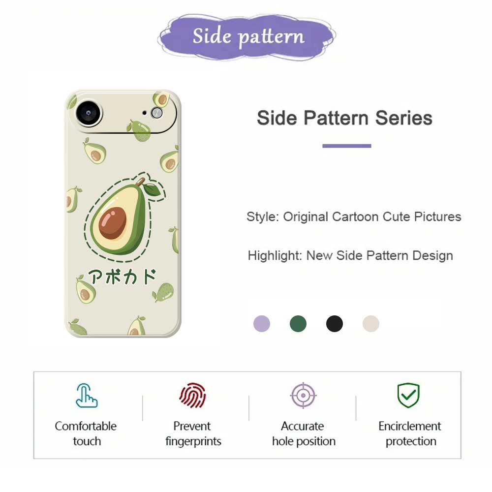 For iPhone 17 Air Case Avocados Pattern Printing Straight Edge TPU Phone Back Cover