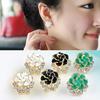 Fashion Women Cute Rhinestone Flower Rose Ear Stud Earrings Charm Jewelry