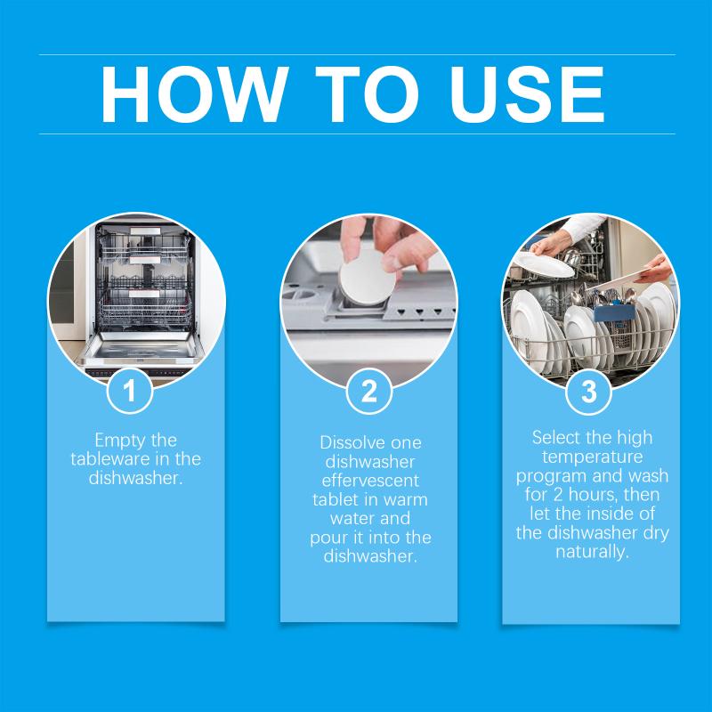 Dishwasher Cleaner Tablets Effective Oil Stain Limescale Remover for Home Kitchen Odor Control