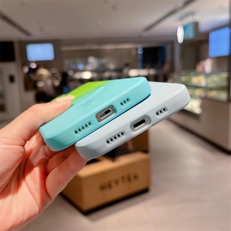 Роскошный мягкий силиконовый чехол с градиентным узором для iPhone 15 14 13 11 12 Pro Max Plus Magsafe, противоударный чехол с магнитной беспроводной зарядкой