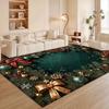 Christmas Poinsettia Carpet Gold Bow Rug Red Green Pine Branch Mat Luxury Ornate Border Home Decoration Living Room Floor Mat