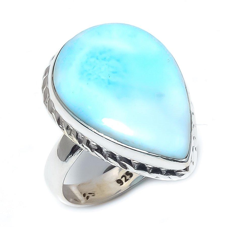 Кольцо из стерлингового серебра 925 пробы с драгоценным камнем Natural Republic Larimar S.6 Q6c10