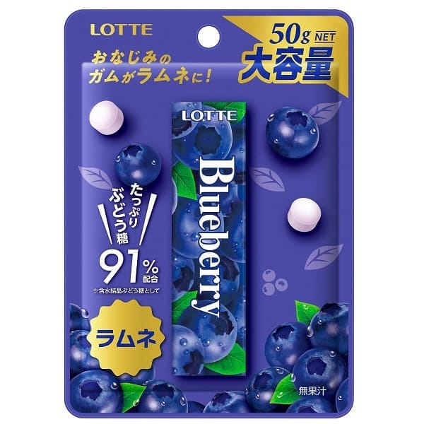 Lotte Черничный рамунэ 50 г ОсобенностиЗнаменитая черничная жвачка теперь доступна в форме рамунэ.F ОсобенностиЗнаменитая черничная жвачка теперь доступна