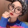 Black Frame Glasses Women'S Anti-Blue Light Radiation Protection Round Frame Plain Large Frame Trend Flat Light Myopia Frame