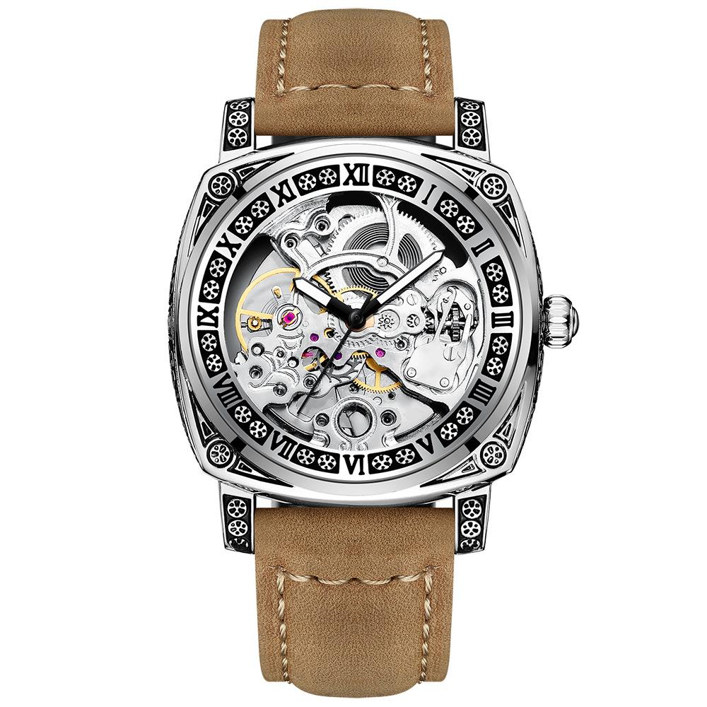 Binbond H1277 1277 Top Brand Luxury Leather Mens Automatic Watches Stainless Mechanical Wristwatch Waterproof Clock Reloj Hombre