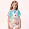 Girl Clothes Cartoon Cute Rabbit 3D Print Funny Animal Lover Boy Girl Short Sleeve Tops 4-14Y