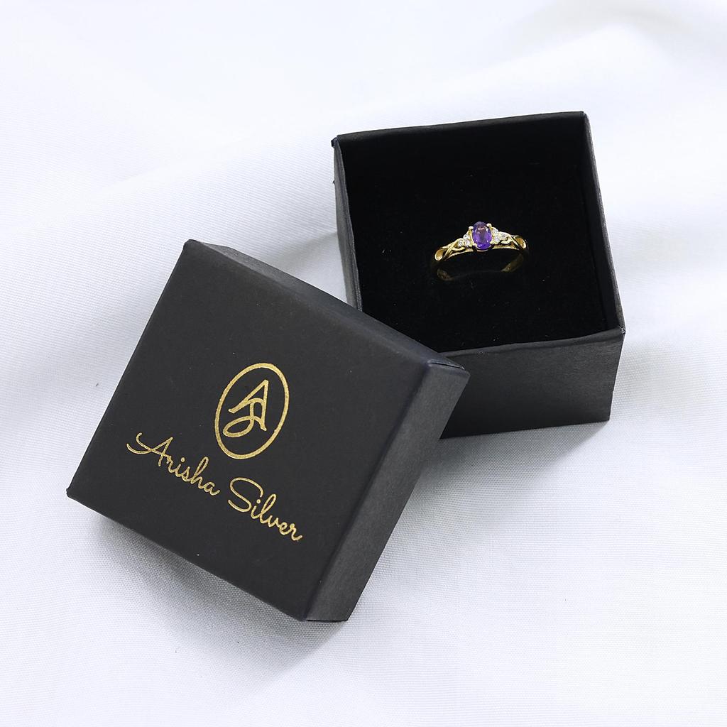 Amethyst Gold Plating Ring 925 Sterling Silver Handmade Jewelry Gift For Her