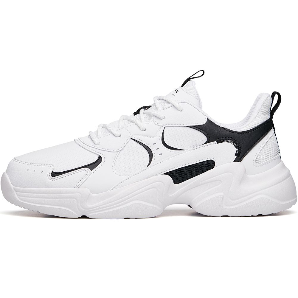 Anta Lifestyle Series Leather Synthetic Leather Fabric Non-Slip Wear-Resistant Low-Top Dad Shoes Men Sneakers White Black 111938822R-16
