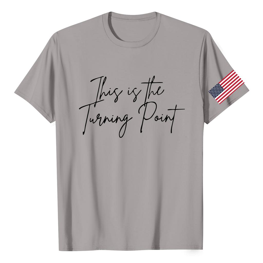 Fashion Round Neck Raglan Short Sleeve Workwear Printed Tops Ladies Summer Tops