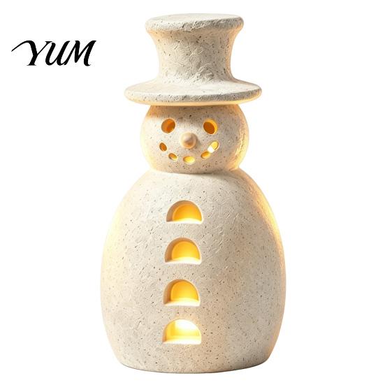 Desktop Snowman Decor Christmas Decorative Light, LED Light-up Hollow Figurine, Statue Resin Night Lamp for Holiday Party Tabletop Light-Up Figurine