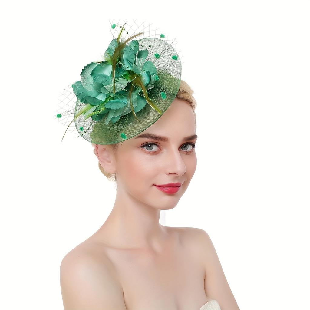 Elegant Fascinator Hat Tea Party Hat Flower Shaped Ornament Headwear With Mesh Women Hair Accessories