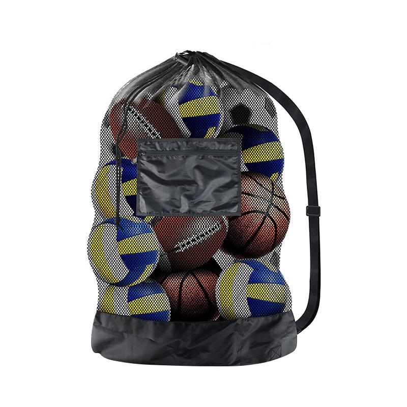 Large Mesh Bag for Storing Basketball Football Volleyball Adjustable Drawstring Shoulder Bag Ball Sports Training Equipment