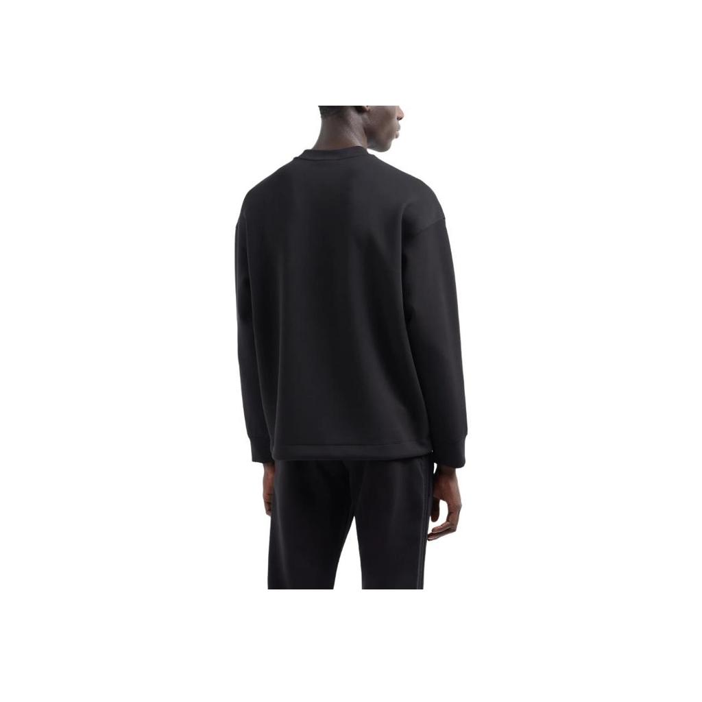 Emporio Armani FW24 Однотонная толстовка с вышитым логотипом-буквой, свободного кроя, с круглым вырезом, длинным рукавом, мужская толстовка, Черный 6D1MC1-1JRRZ-0999