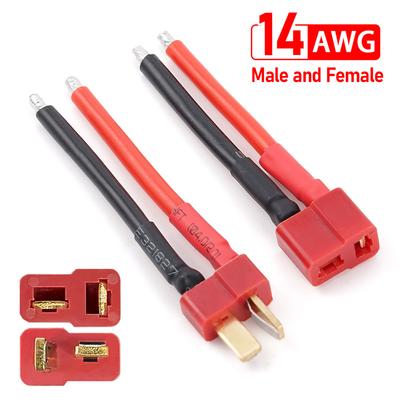 Мужской и женский комплект силиконовых луженых медных Т-образных вилок 14AWG (5см) Для модели самолета Plug Electric Plug Twister Car Drone