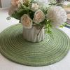 2 Pcs Anti-Slip Round Table Mat Set Woven Placemats Dining Table Non-Slip Coasters for Kitchen Heat Resistant Bowl Pads Drink Mats