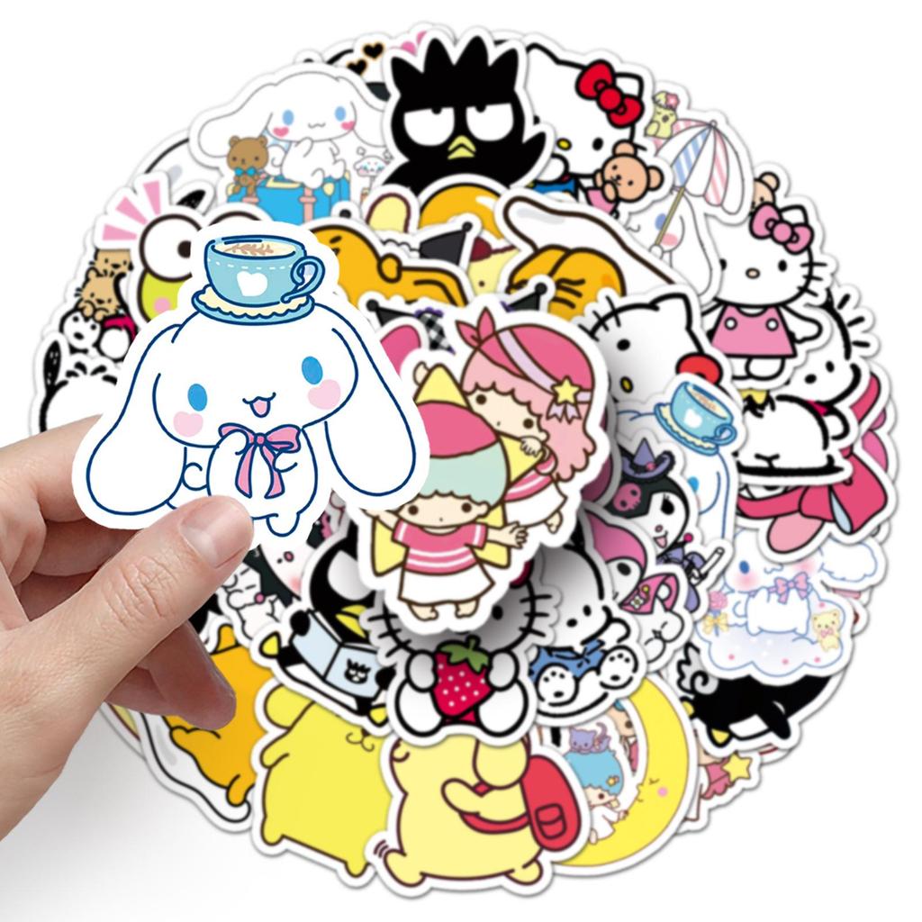 51 стикер Sanrio: KT Cat, Pompompurin, Cinnamoroll - Водонепроницаемые Мультяшные Наклейки для Чемоданов