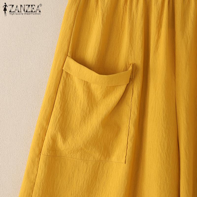 ZANZEA Женские повседневные свободные шорты А-силуэта с эластичной резинкой на талии