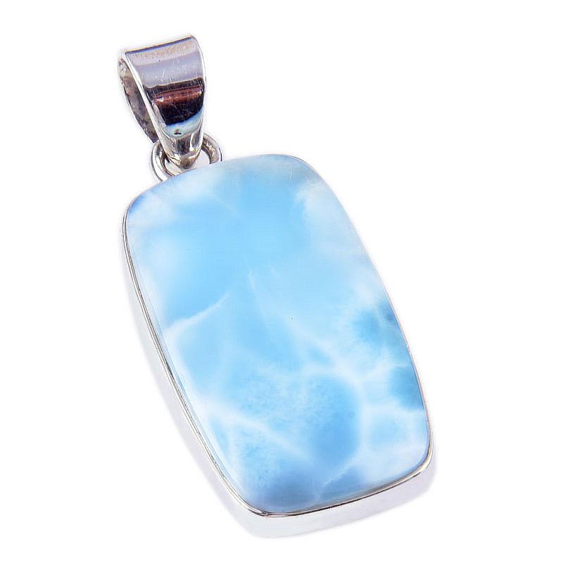 Natural Republic Larimar Gemstone 925 Solid Sterling Silver Pendant 1.50" c6G70