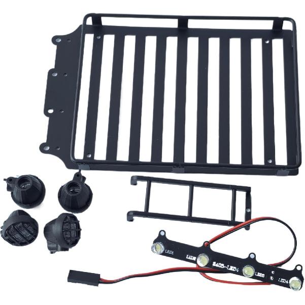 Багажник на крышу для 1/18 RC гусеничного автомобиля TRX4M - Багажник на крышу со светодиодными прожекторами и лестницей - 1:18 Декоративные Улучшения для RC Гусеничного Трагги