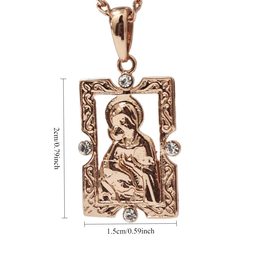 Square Virgin Inlaid Zircon Pendant Rose Gold Color Necklace Female Color-preserving Jewelry Gift