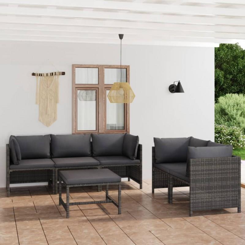 Day and Night - Day and Night Garden Furniture Set 6 Pieces and Gray Synthetic Rattan Cushions
