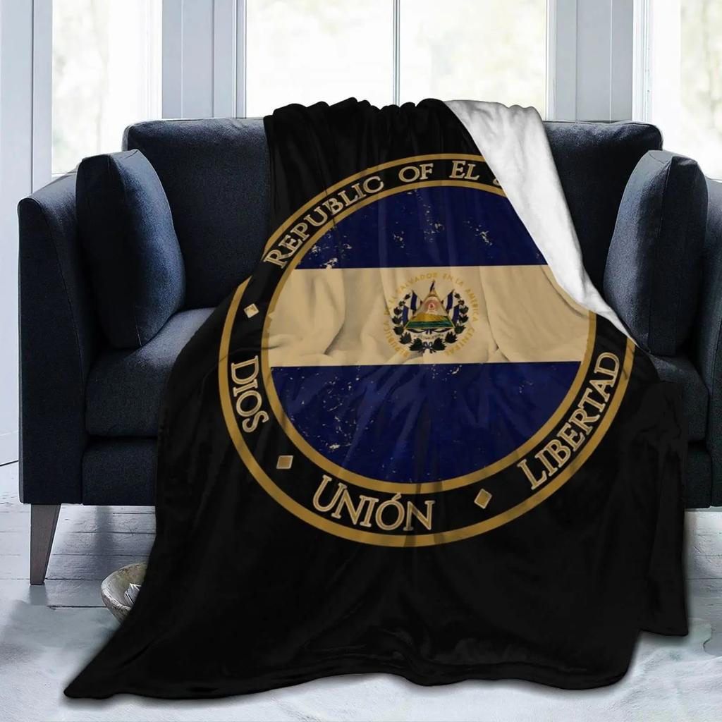 El Salvador Flag Blanket,Blue Sherpa Throw Blanket,Premium Office Sofa Flannel Blankets,Noon Break Blankets Durable Lap Blanket
