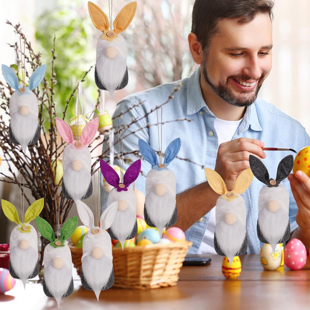 10 штук 3D пасхальных плюшевых игрушек-кроликов с различными шерстяными подвесками для безликих пожилых людей и гномов, украшение для пасхальной вечеринки своими руками