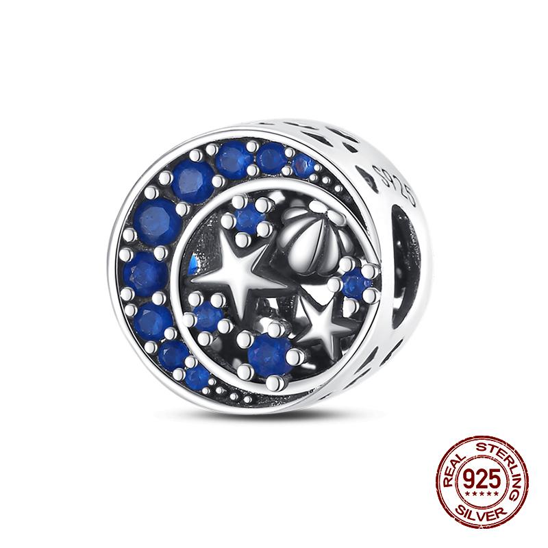 Fashion 100% 925 Sterling Silver Colorful Zircon Stars Moon Separator Charms Bead Fit Original Bracelet Fine DIY Jewelry