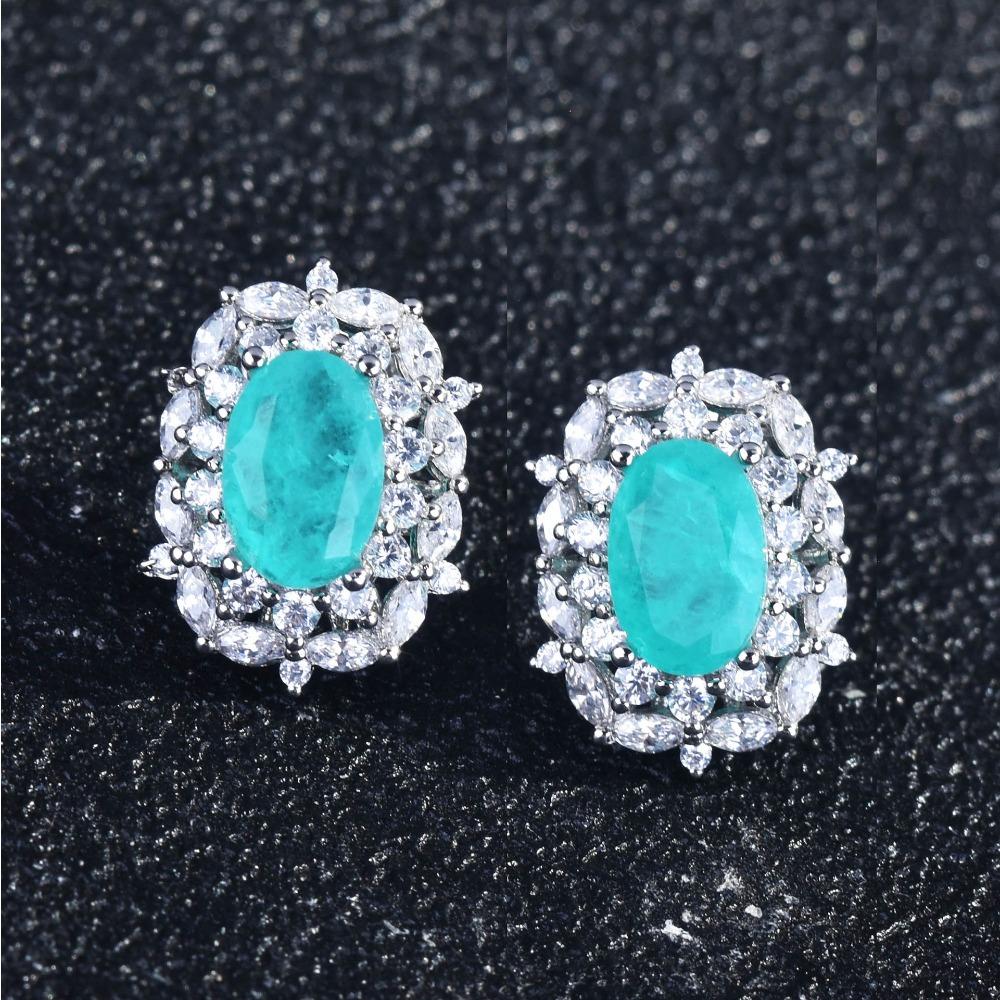 Women Jewelry Set Princess Diana Style Paraiaba Necklace Pendant Earrings Rings for Party Wedding