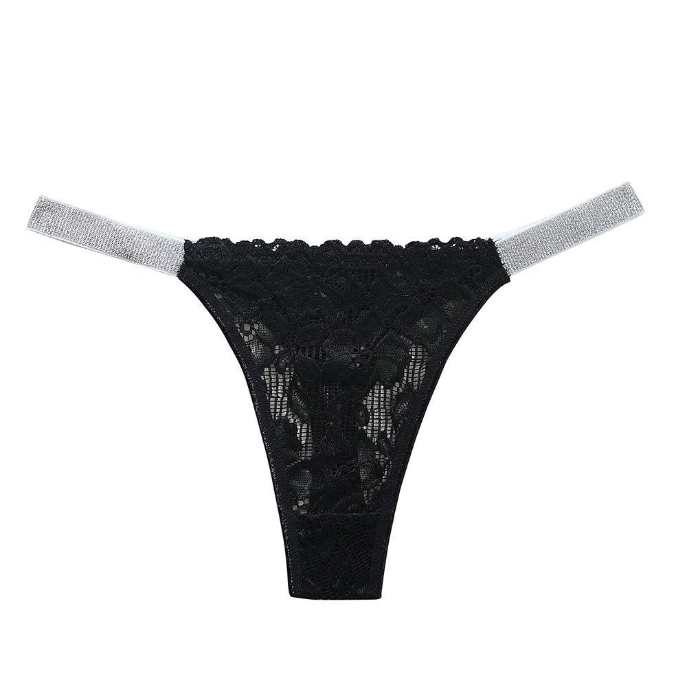 Crystal Rhinestone Thong Mid Waist Mesh Briefs Breathable Lace Flower Panties  Girl