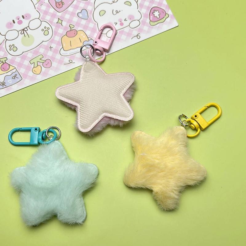 Candy Color Plush Star Keychain Soft Stuffed Stars Keyring Pentagrams Plush Key Chains Backpack Pendant Bag Decoration