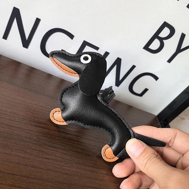 Брелок для ключей в виде собаки таксы из искусственной кожи, брелки для женщин, подвеска на сумку, ювелирное изделие, брелок для ключей, держатель для ключей в подарок