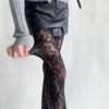Ретро кружевные сетчатые чулки: Женские сексуальные ажурные колготки с цветочным узором (белый)