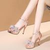 Fashion Sexy High-Heeled Sandals Women Summer Fashion Catwalk Bow High-Heeled Sandals Women Open-Toed With Waterproof Table High Heels