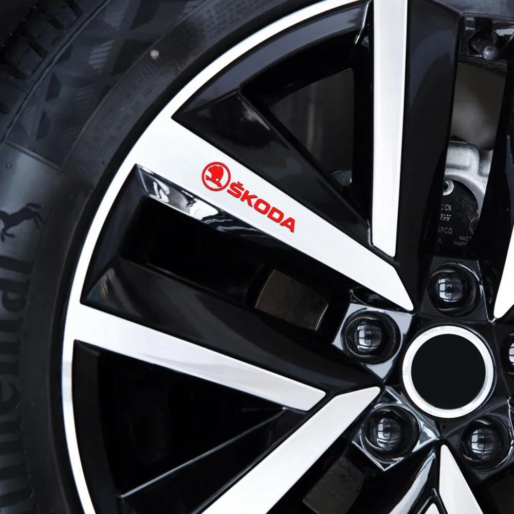 HLLQ9 Car Accessories PVC Emblem Car Body Side Door Wheel Rims Stickers For Skoda Yeti Fabia Octavia 3 2 a5 a7 Kodiaq Karoq MK2 Rapid