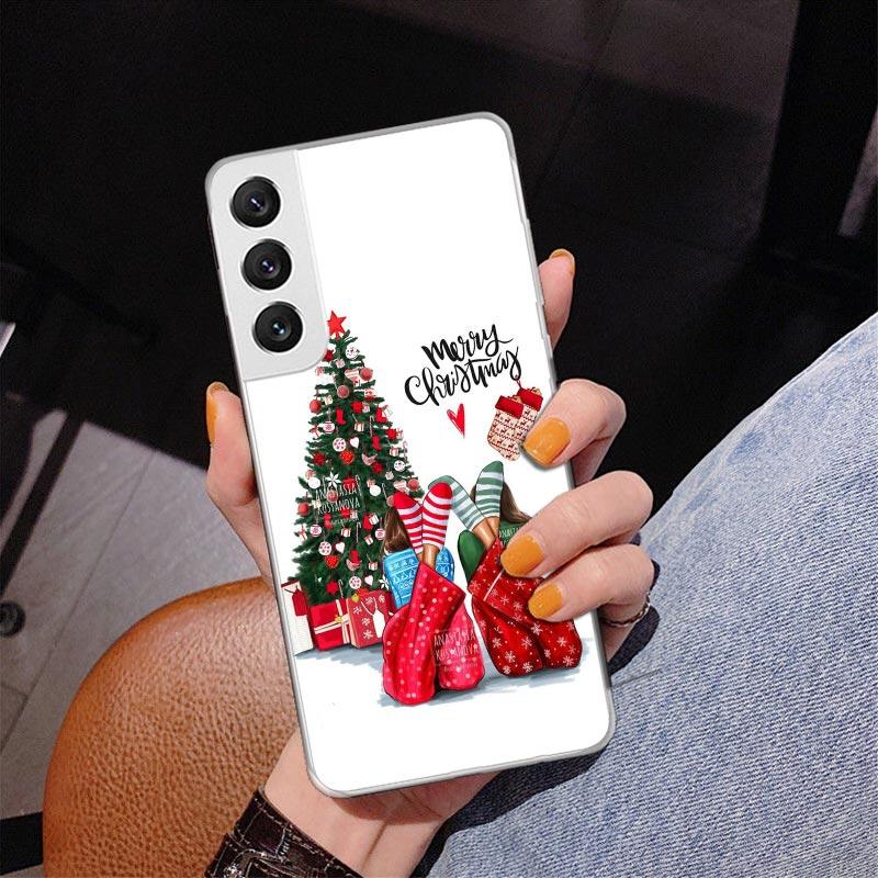 Christmas Girls Tree Gift Phone Case For Samsung Galaxy S24 S25 Edge S26 Ultra S23 S22 S21 Plus S20 FE + Personalized Print Cove