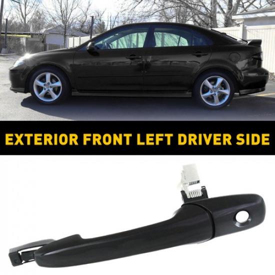 Door Handle Outside Exterior Front Left Driver Side Black For Mazda 2004-2009 3
