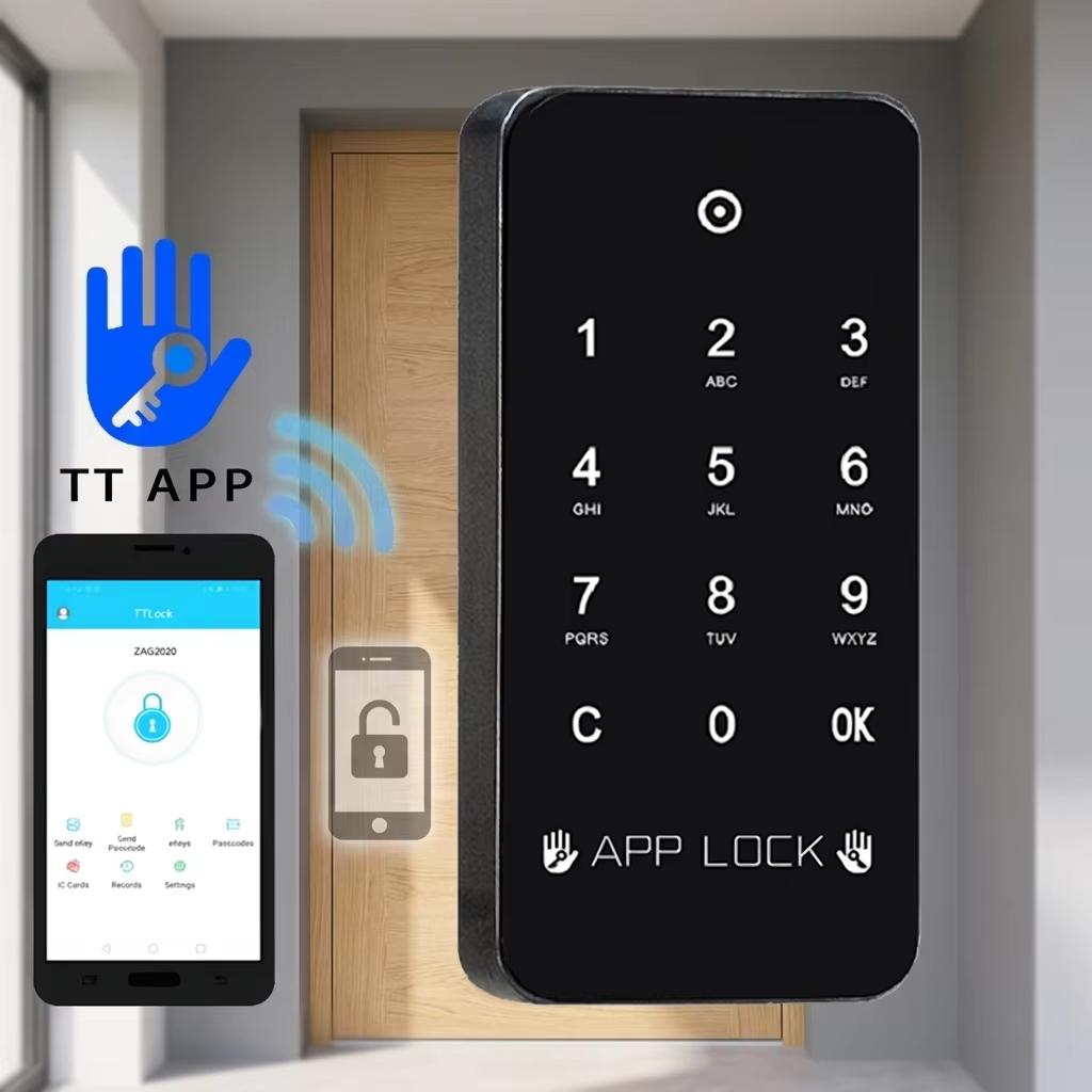 TT App Unlock CD 012TT Антикоррозийный цинкованный умный замок-шкафчик с паролем, разблокировка через приложение и карту, для железных/деревянных шкафов