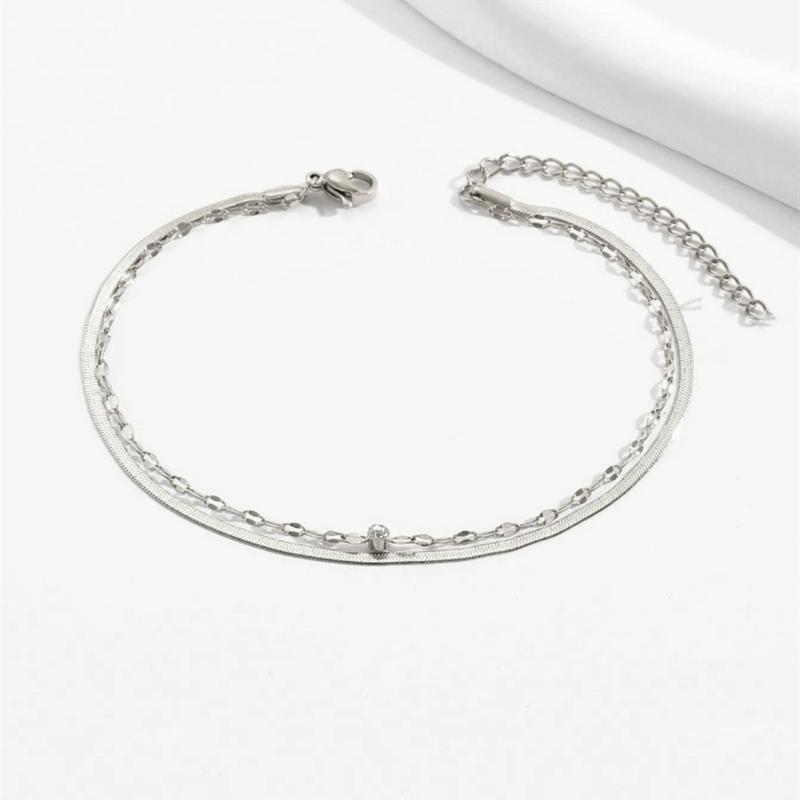 Простая мода золотого цвета, змеиная цепочка, многослойный набор ножных браслетов, 2 комплекта браслетов, женские украшения для ног