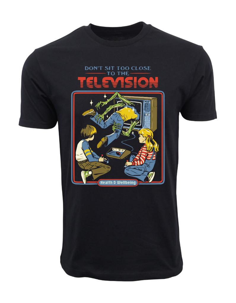 Dont Sit Too Close Tv Retro Dark Humor Tshirt