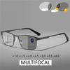 Pochromic Multifocal Reading Glasses for Men Vintage Business Style Square Frame Presbyopia Trnedy UV400 Far Sight Eyeglasses