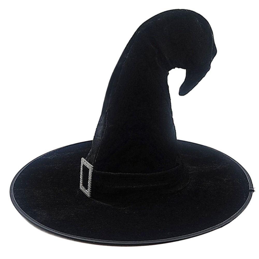 Bending Angle Halloween Hat Velvet Devil Cap Simple Halloween Witch Wizard Hat Carnival Party