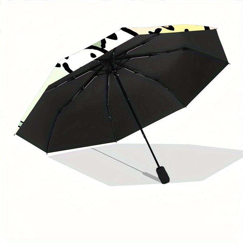 POCHACCO Listening to Music Automatic Opening and Closing Cartoon Umbrella - Small Umbrella Suitable for Various Occasions, Portable 3-Fold Small Umbr