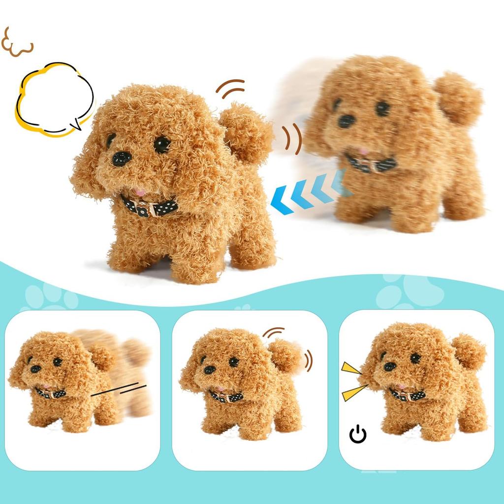 Pop Meow 2025 New Simulation Pet Dog Plush Toy, Interactive Robot Toy Multifunctional Educational Toy with Voice and Action Functions, Role-Playing