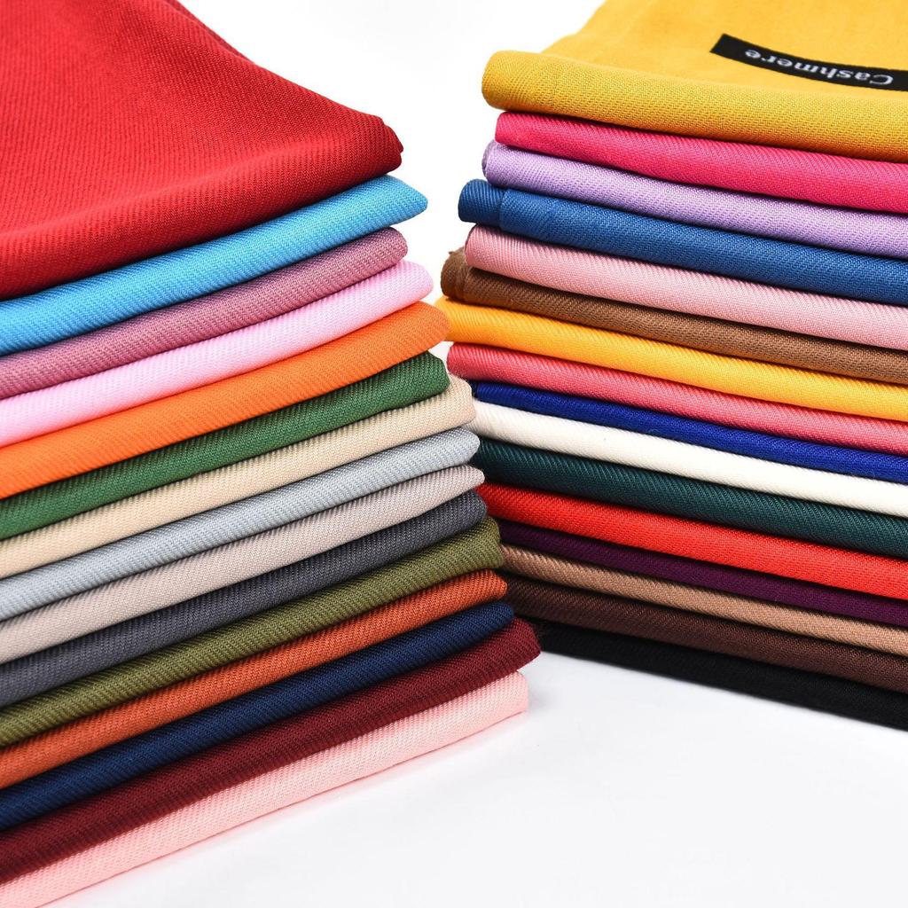 2025 Autumn/Winter Solid Color Imitation Cashmere Mid-Length Warm Tassel Scarf - Japanese & Korean Sweet Fashion