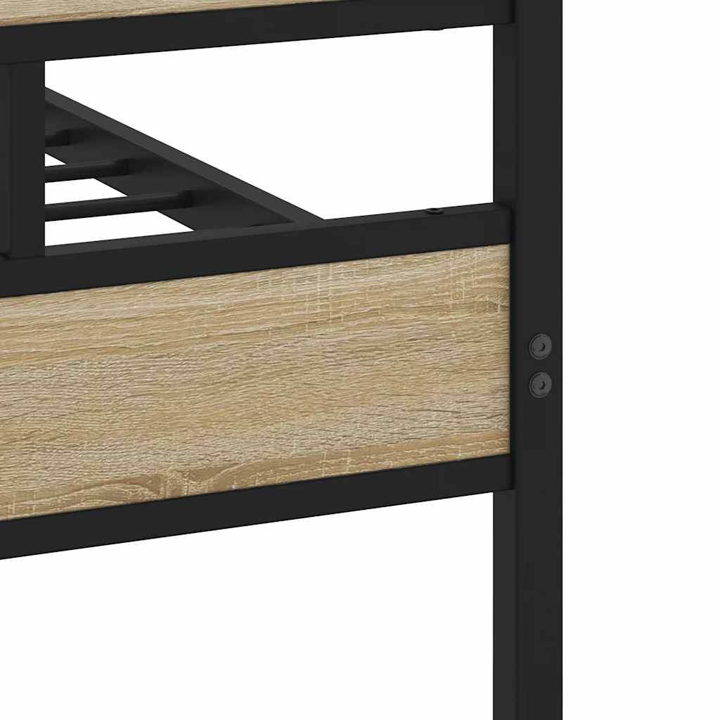 Metal Bed Frame without Mattress Sonoma Oak Finish 180x200 cm