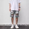 Men's Trendy American-Style Raw Edge Ripped Denim Shorts - Summer Thin Loose Fit, Mid-Length