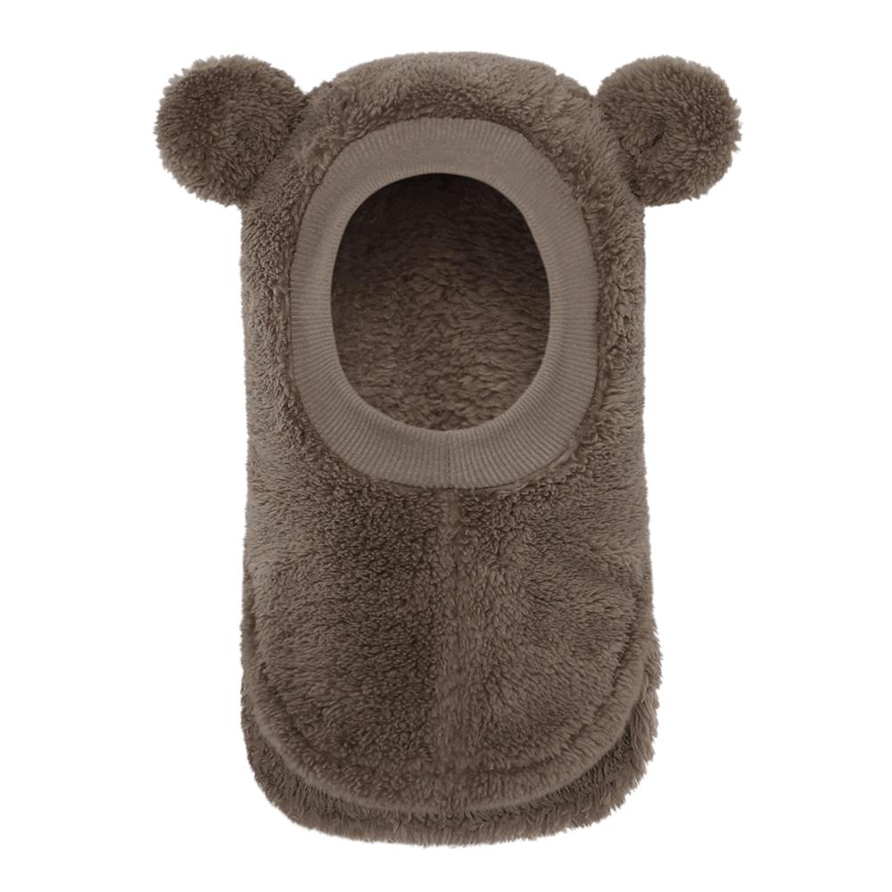 Plush Fleece Kids Hooded Beanie Windproof Scarf Hat Cute Bear Ears Balaclava Hat Winter