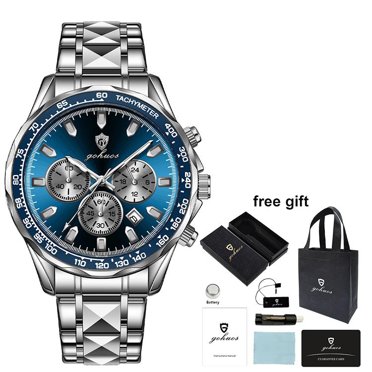 Gohuos 9808 Luxury Mens Wristwatch Waterproof Original Quartz Wrist Watch for Men Reloj Para Hombre Montre Homme Box Bag Package