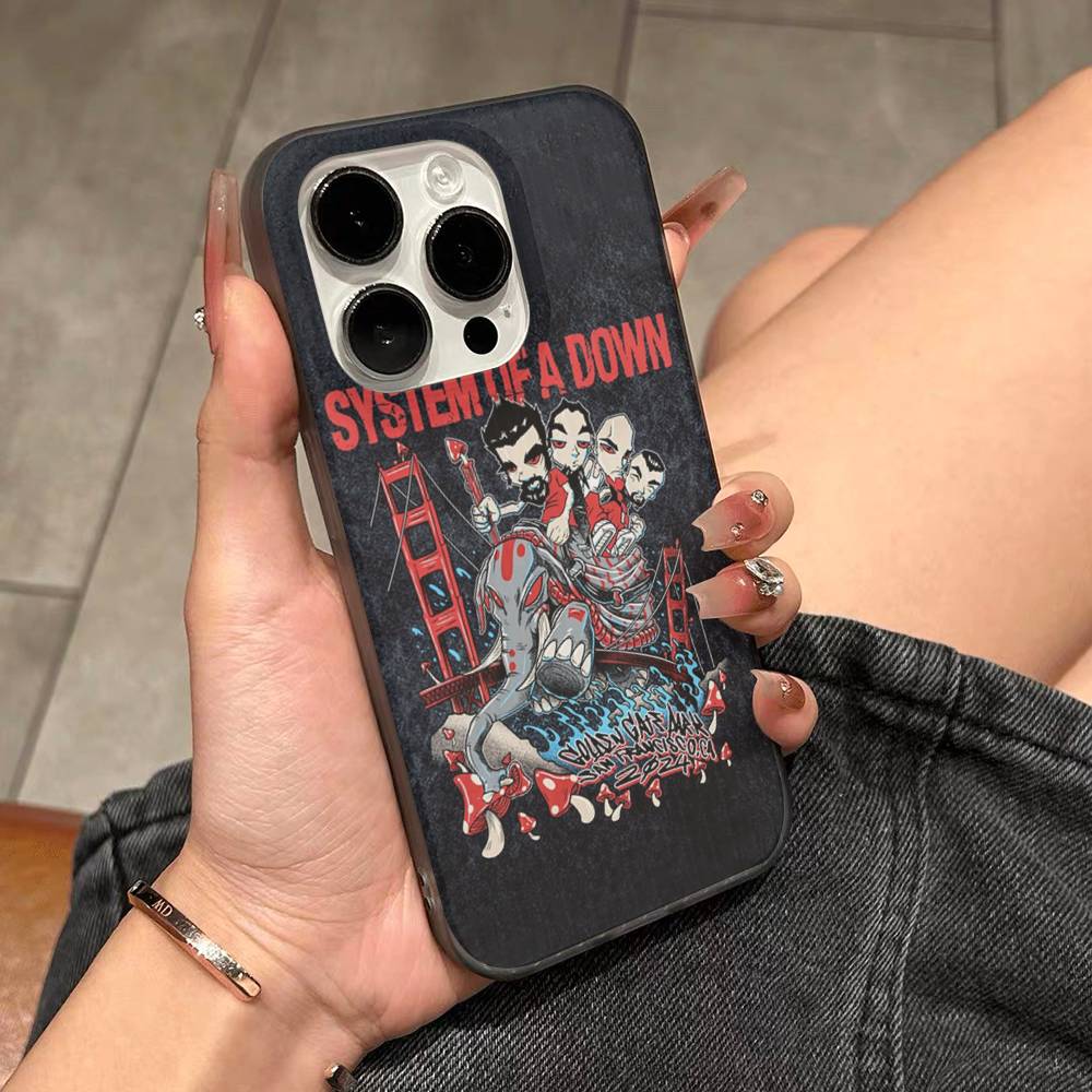Металлический ремешок Чехол для телефона System Of A Down Для iPhone 17 16 15 14 13 12 11 Гофрированный Матовый Мягкий Чехол Противоскользящий